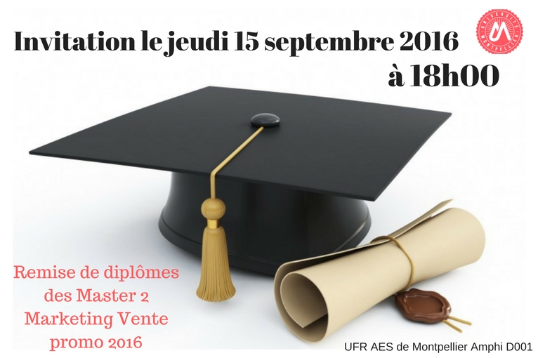 Cérémonie de remise de diplôme des master 2 marketing Vente de l'UFR AES