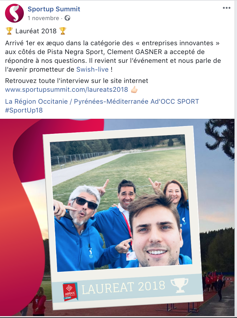 Publication Facebook du SportUp Summit